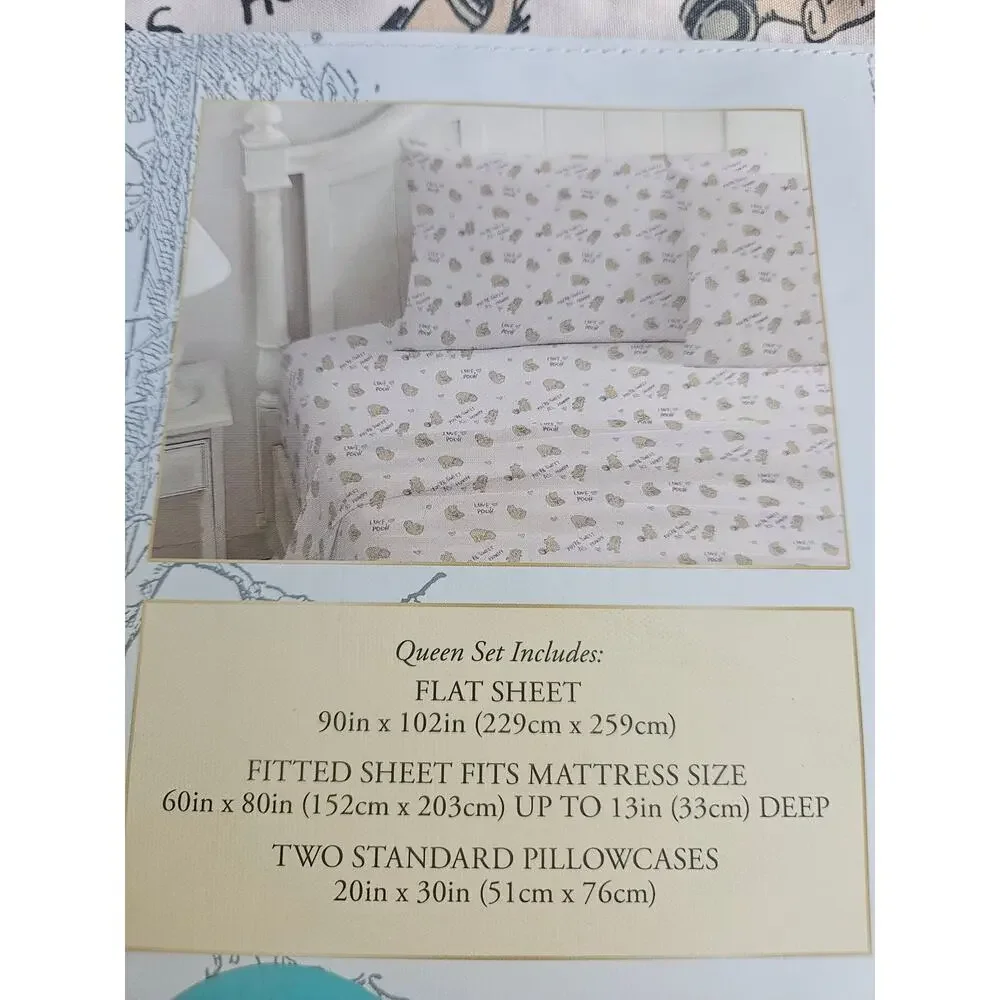 Winnie The Pooh Collection Pink Queen Sheet Set 4Piece You're Sweet as Hunny NIP